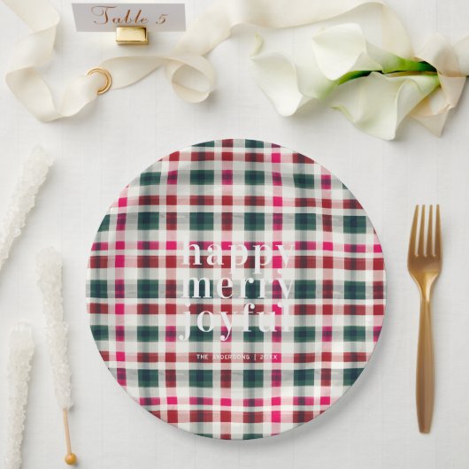Assiettes En Carton Noël Plaid moderne | Joyeux Joyeux (Mariage)