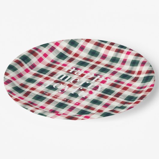 Assiettes En Carton Noël Plaid moderne | Joyeux Joyeux (Angle)