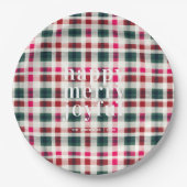 Assiettes En Carton Noël Plaid moderne | Joyeux Joyeux (Devant)