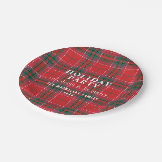 Assiettes En Carton Noël Plaid Red Green Party (Angle)