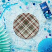 Assiettes En Carton Noël plaid rouge vert et blanc (Fête)