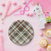 Assiettes En Carton Noël plaid rouge vert et blanc (Fête)