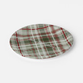 Assiettes En Carton Noël plaid rouge vert et blanc (Angle)