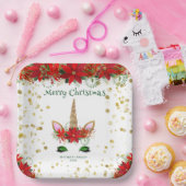 Assiettes En Carton Noël Poinsettia Unicorne avec Green Font Party (Fête)