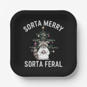 Assiettes En Carton Noël Raccoon Sorta Merry Sorta Feral Xmas (Recto)