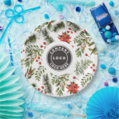 Assiettes En Carton Noël Red Berries Green Business Logo (Fête)