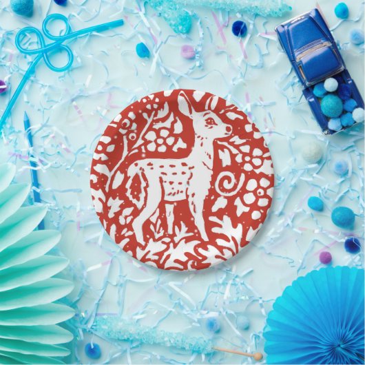 Assiettes En Carton Noël Red Deer Forêt Neige (Fête)