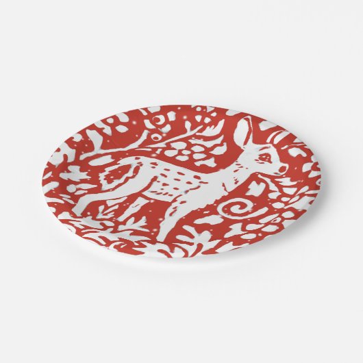 Assiettes En Carton Noël Red Deer Forêt Neige (Angle)