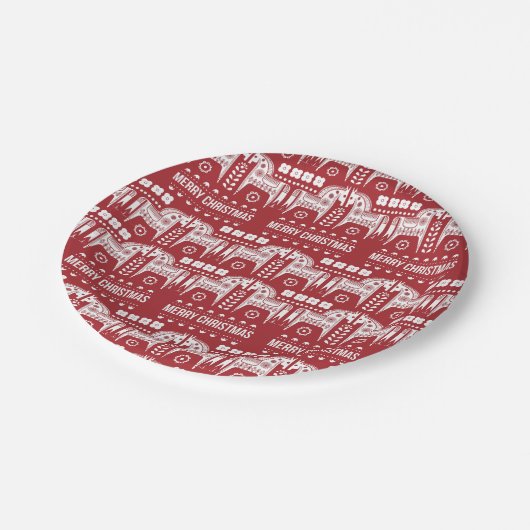 Assiettes En Carton Noël Red Reindeer Forêt scandinave nordique (Angle)