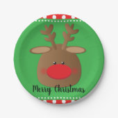 Assiettes En Carton Noël Reindeder Polka Dot Party Personnalisé (Devant)