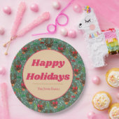 Assiettes En Carton Noël Reindeer Forest vert   (Fête)