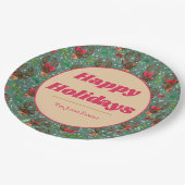 Assiettes En Carton Noël Reindeer Forest vert   (Angle)