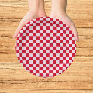 Assiettes En Carton Noël Rétro Jingle et Mingle Damier Rouge
