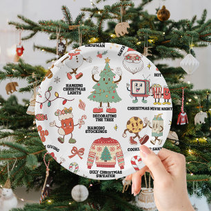 Assiettes En Carton Noël Rétro Nostalgique Vert Et Rouge