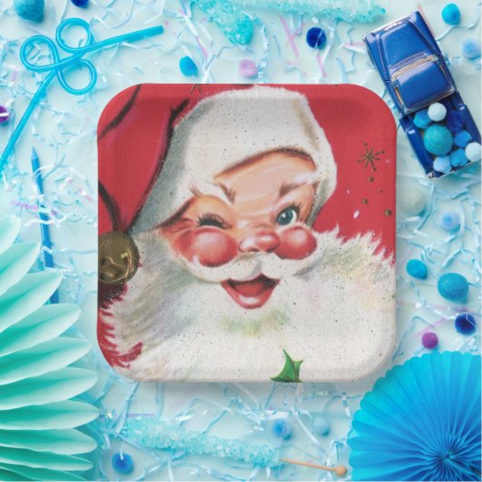 Assiettes En Carton Noël rétro Père Noël Fête de Noël (Fête)
