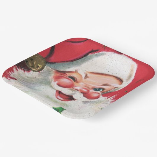 Assiettes En Carton Noël rétro Père Noël Fête de Noël (Angulaire)