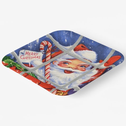 Assiettes En Carton Noël rétro Père Noël Fête de Noël (Angulaire)