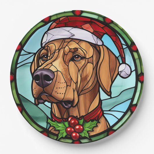 Assiettes En Carton Noël Rhodesian Ridgeback (Devant)