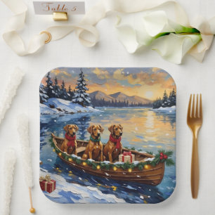 Assiettes En Carton Noël Rhodesian Ridgeback Bateau Fêtes