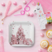 Assiettes En Carton noël rose (Fête)