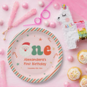Assiettes En Carton Noël rose 1er anniversaire (Fête)