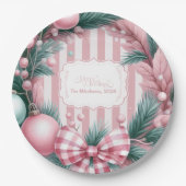 Assiettes En Carton Noël rose Coquette (Devant)