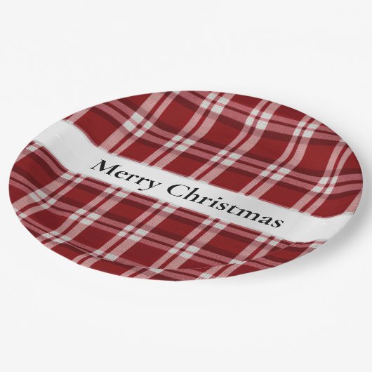 Assiettes En Carton Noël Rouge blanc Plat (Angle)