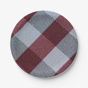 Assiettes En Carton Noël Rouge Buffalo Plaid Motif