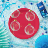 Assiettes En Carton Noël rouge et or de luxe (Fête)