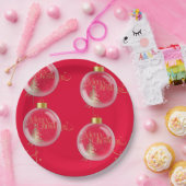 Assiettes En Carton Noël rouge et or de luxe (Fête)