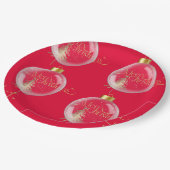 Assiettes En Carton Noël rouge et or de luxe (Angle)