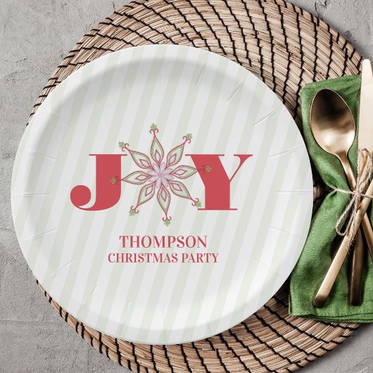 Assiettes En Carton Noël rouge et vert Simple Typographie d'hiver