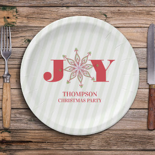 Assiettes En Carton Noël rouge et vert Simple Typographie d'hiver