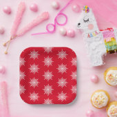 Assiettes En Carton Noël Rouge ornemental G Clef Snowflake Motif (Fête)