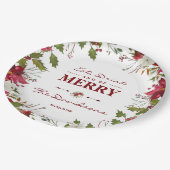 Assiettes En Carton Noël Rouge Poinsettia Manger Boire et être Joyeux (Angle)