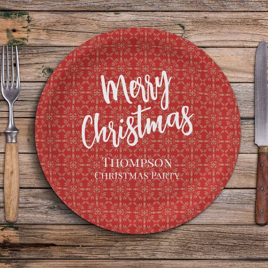 Assiettes En Carton Noël Rouge traditionnel Simple Elégant hiver