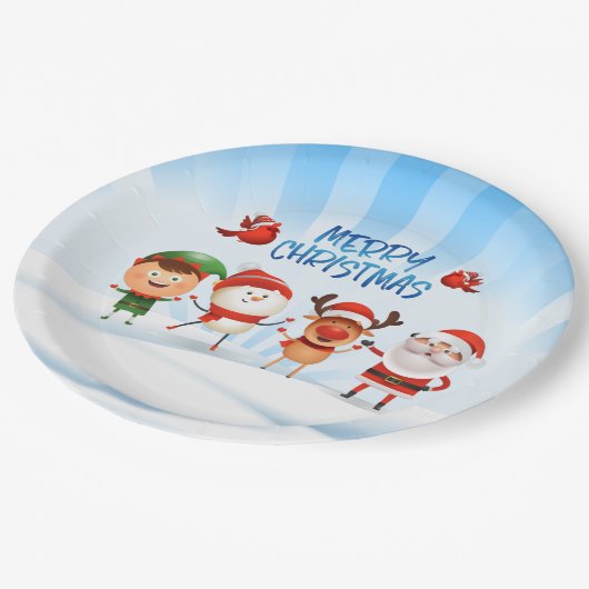 Assiettes En Carton Noël Rudolf Le renne et les amis (Angle)