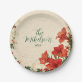 Assiettes En Carton Noël Russe Rouge Amaryllis (Devant)