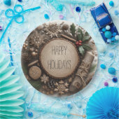 Assiettes En Carton Noël rustique de vacances d'hiver (Fête)