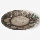 Assiettes En Carton Noël rustique de vacances d'hiver (Angle)