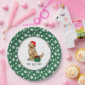 Assiettes En Carton Noël Santa Claus Golden Retriever Chien mignonne (Fête)