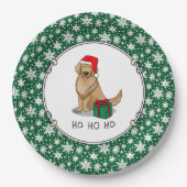 Assiettes En Carton Noël Santa Claus Golden Retriever Chien mignonne (Devant)