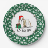 Assiettes En Carton Noël Santa Hat Chih Tzu (blanc tan) Chien mignonne (Devant)