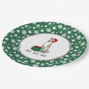 Assiettes En Carton Noël Santa Hat Whippet Chien Faune et blanc mignet