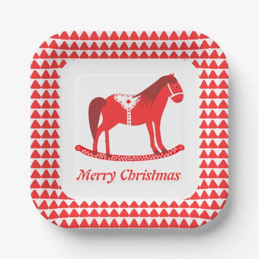 Assiettes En Carton Noël scandinave Cheval Rocse Custom (Recto)