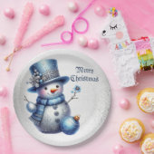 Assiettes En Carton Noël Snowman Élégant Vacances d'hiver (Fête)