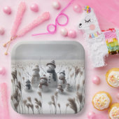 Assiettes En Carton Noël Snowman Famille À La Campagne (Fête)