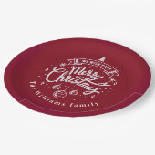 Assiettes En Carton Noël Souhaite Monogramme Plaque en papier (Angle)