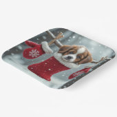 Assiettes En Carton Noël St. Bernard Puppy dans une réserve rouge (Angulaire)