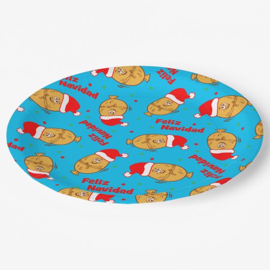 Assiettes En Carton Noël Tamales Motif (Angle)